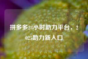 拼多多24小时助力平台，2025助力新入口
