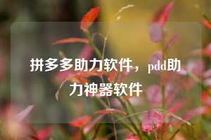 拼多多助力软件,pdd助力神器软件