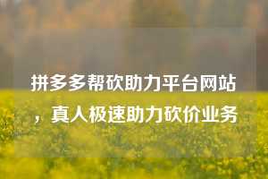 拼多多帮砍助力平台网站,真人极速助力砍价业务