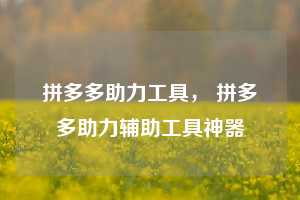 拼多多助力工具, 拼多多助力辅助工具神器