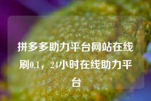 拼多多助力平台网站在线刷0.1,24小时在线助力平台