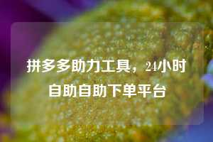 拼多多助力工具，24小时自助自助下单平台