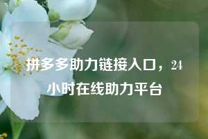 拼多多助力链接入口,24小时在线助力平台