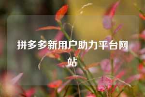 拼多多新用户助力平台网站
