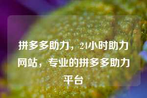 拼多多助力，24小时助力网站，专业的拼多多助力平台