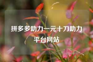 拼多多助力一元十刀助力平台网站