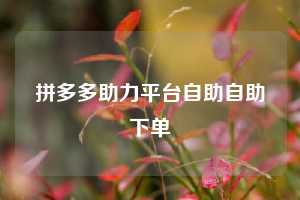 拼多多助力平台自助自助下单