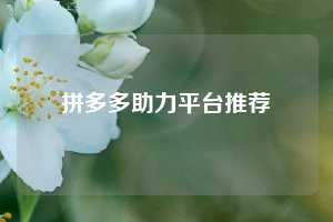 拼多多助力平台推荐