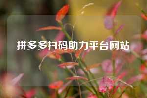 拼多多扫码助力平台网站