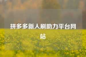 拼多多新人刷助力平台网站