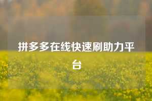 拼多多在线快速刷助力平台