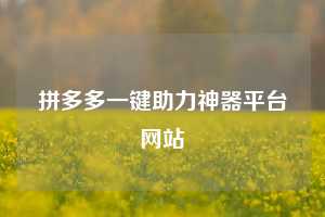 拼多多一键助力神器平台网站