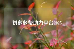 拼多多帮助力平台2025