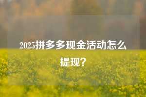 2025拼多多现金活动怎么提现？