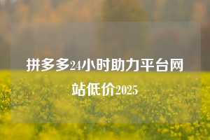 拼多多24小时助力平台网站低价2025