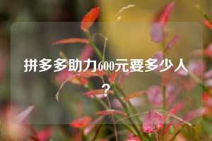 拼多多助力600元要多少人？