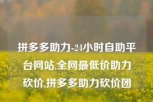 拼多多助力-24小时自助平台网站,全网最低价助力砍价,拼多多助力砍价团