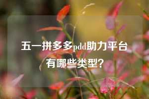 五一拼多多pdd助力平台有哪些类型?