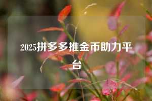 2025拼多多推金币助力平台