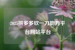 2025拼多多砍一刀助力平台网站平台