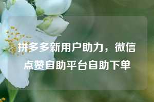 拼多多新用户助力,微信点赞自助平台自助下单