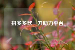 拼多多砍一刀助力平台