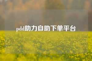 pdd助力自助下单平台