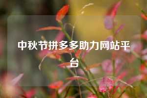 中秋节拼多多助力网站平台