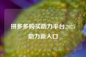 拼多多购买助力平台,2025助力新入口