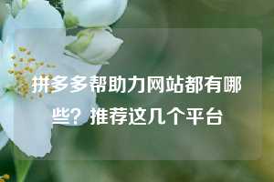拼多多帮助力网站都有哪些?推荐这几个平台