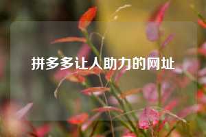 拼多多让人助力的网址