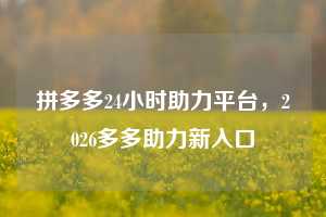 拼多多24小时助力平台，2026多多助力新入口