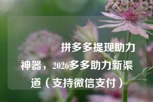 🎉拼多多提现助力神器,2026多多助力新渠道(支持微信支付)