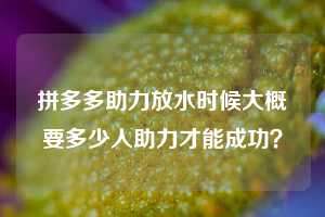 拼多多助力放水时候大概要多少人助力才能成功？