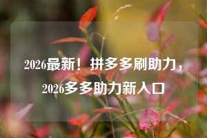2026最新!拼多多刷助力,2026多多助力新入口