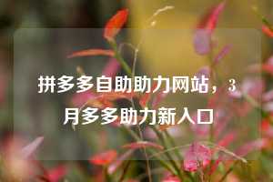 拼多多自助助力网站,3月多多助力新入口