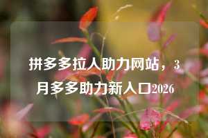 拼多多拉人助力网站,3月多多助力新入口2026