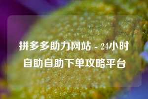 拼多多助力网站 - 24小时自助自助下单攻略平台