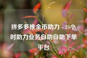拼多多推金币助力 - 24小时助力业务自助自助下单平台