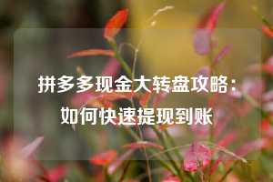 拼多多现金大转盘攻略：如何快速提现到账