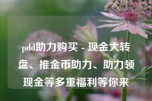 pdd助力购买 - 现金大转盘、推金币助力、助力领现金等多重福利等你来