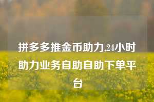 拼多多推金币助力,24小时助力业务自助自助下单平台