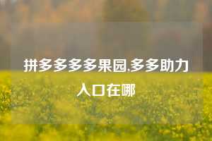拼多多多多果园,多多助力入口在哪