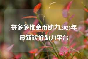 拼多多推金币助力,2026年最新砍价助力平台