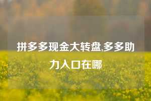 拼多多现金大转盘,多多助力入口在哪
