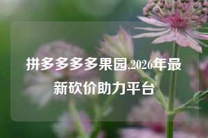 拼多多多多果园,2026年最新砍价助力平台