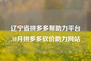 辽宁省拼多多帮助力平台,10月拼多多砍价助力网站