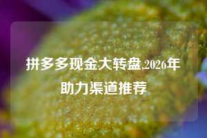 拼多多现金大转盘,2026年助力渠道推荐