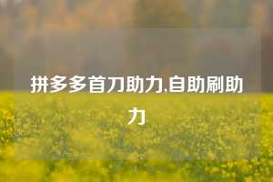 拼多多首刀助力,自助刷助力