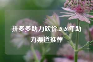 拼多多助力砍价,2026年助力渠道推荐